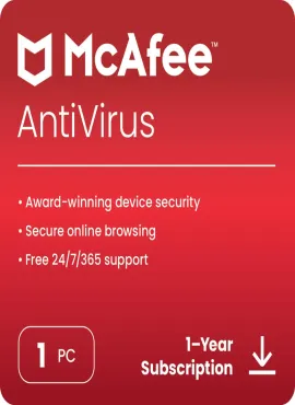 Mcafee AntiVirus 1 User 1 Year