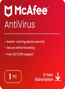Mcafee AntiVirus 1 User 3 Year